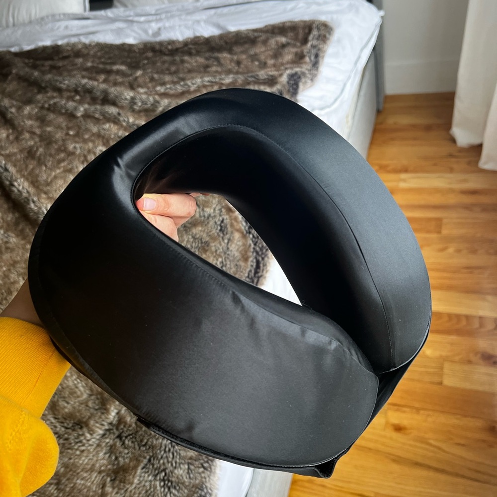 Slip Silk Black Travel Neck Pillow